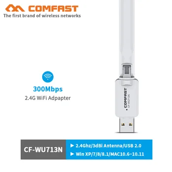 300Mbps מיני הקיר-באמצעות כרטיס רשת אלחוטי 2.4 Ghz מתאם עם 3dBi המורחבת לקבל אנטנה USB Ethernet Wifi מקלט