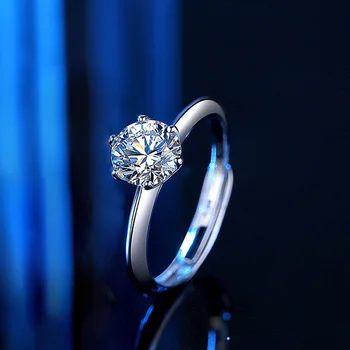Moissanite טבעות אירוסין עבור נשים 1CT 2CT מבריק עגול יהלומים כתר טבעות נישואין מכסף תכשיטים יפים