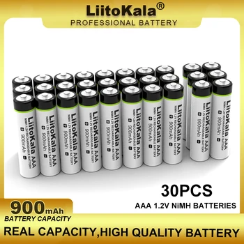 30PCS LiitoKala AAA NiMH 1.2 V נטענת סוללה 900mAh מתאים צעצועים, עכברים, מאזניים אלקטרוניים, וכו'.