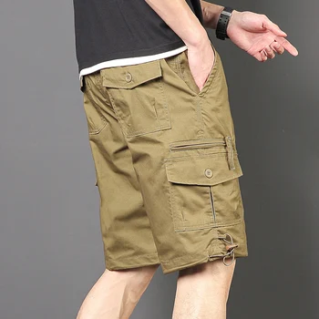 הקיץ ארוך, אורך המכנסיים גברים מזדמנים כותנה רב בכיס מכנסי קאפרי מכנסי צבאי טקטי הסוואה קצרים 5XL