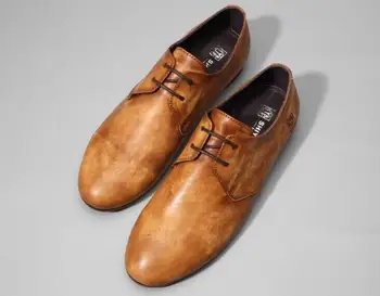 חם מחודדים נעלי גברים עור אמיתי רטרו גברים של נעלי נוחות באיכות גבוהה אופנה תחרה גברים מקרית נעלי