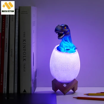 3D מודפס ביצת דינוזאור הוביל מנורת לילה שליטה מרחוק 16 צבעים נטענת USB דינוזאור המנורה לילדים אורות בלילה