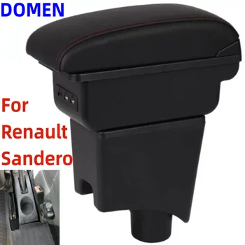 עבור רנו Sandero משענת יד תיבת הפנים חלקי הרכב המרכזיים תוכן עם כוס נשלפת חור גדול שטח שכבה כפולה USB DOMEN