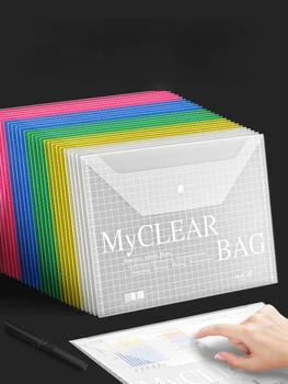 10pcs קובץ שקית פלסטיק שקוף בגודל A4 מסמכים, תיוק אחסון תיק תלמיד מארגן מידע כיס תיקיות נייר מכתבים