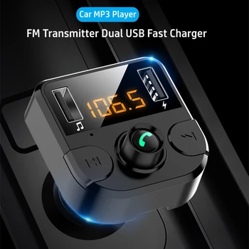 BT36B BT 5.0 ערכת רכב אלחוטית משדר FM USB כפול מהיר, מטען לרכב אודיו נגן Mp3 עם חריץ TF אביזרי רכב