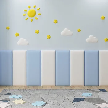 מראשות המיטה 3D מדבקות קיר עצמית דבק טפטים חדר ילדים עיצוב חדר השינה אנטי-התנגשות לוחות קיר ראש המיטה Cabecero