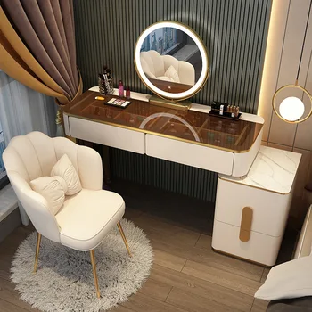 סט איפור שידת איפור מיכל הכיסא עם LED מראות ילדה חדר השינה ליד המיטה ארון לאחסון משולב מינימליסטי יהירות