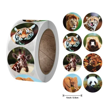 500Pcs חיות מצוירות מדבקות לילדים צעצועים קלאסיים המדבקה המורה פרס מדבקה 8 עיצובים דפוס אריה החתול נמר