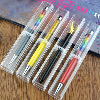 50Pcs/Lot פלסטיק שקוף מתנה לקידום עט כדורי תיבות Stylus לגעת עט ריק פנוי לאחסון קלמר