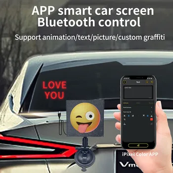 32x32LED להציג על המכונית חלון אחורי טלפון נייד אפליקציה שליטה מלאה צבע LED ביטוי מסך לוח מצחיק מאוד להראות על המכונית