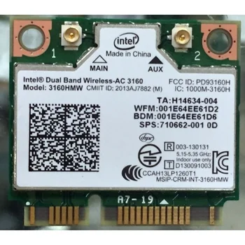 חדש Wifi Bluetooth 4.0 רשת wlan כרטיס Intel Dual Band Wireless-AC 3160 3160HMW אלחוטית wlan כרטיס 433Mbps SPS 710662-001
