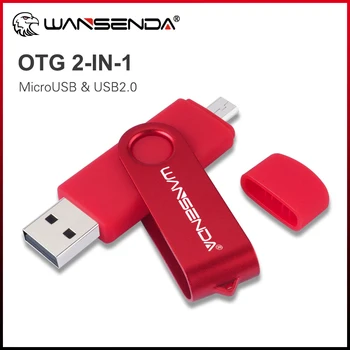 WANSENDA OTG USB Flash Drive סיבוב כונן עט 16GB 32GB 64GB 256GB Pendrive מתכת מקל USB 2.0 128GB עבור הטלפון החכם אנדרואיד
