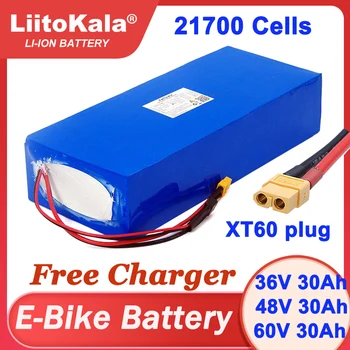 LiitoKala 36V 48V 30Ah 60V E-bike סוללה 21700 ליתיום סוללה עבור חשמלי אופניים חשמליות קורקינט חינם מטען בגודל 54.6 V 67.2 V
