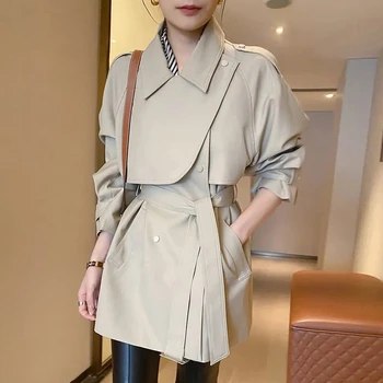 הגלימה מעיל רוח מעיל 2023 אביב סתיו חדש קוריאני נשים שרוול ארוך העליון טמפרמנט אופנה רזה כל-התאמה מעיל נשי