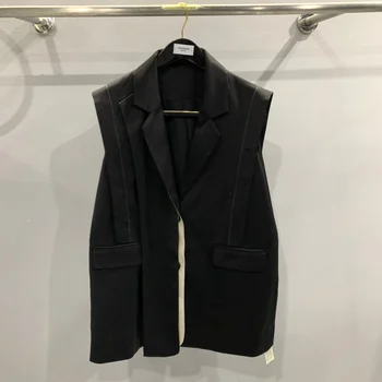 23 ליפול החדשים ריק 'קט לנשים Y2k רו אוונס אפוד נשים בגדים קוריאנית עיצוב חליפה וסט שחור רופף אבזם' קט