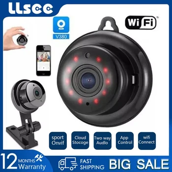 LLSEE V380 אינטליגנטי מיני Wifi HD 1080P מצלמת IP אלחוטית במעגל סגור, טלוויזיה תאורת אינפרא אדום לראיית לילה תנועה