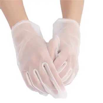 סקסית אופנה אולטרה דק שקוף שחור לבן כפפות אצבע קצר כפפות רשת האופרה כפפות