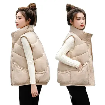 2023 חדש כותנה אפוד נשית אופנה דק וקל משקל חם סתיו חורף מעיל הגירסה הקוריאנית של נשים כותנה מעיל מקסימום