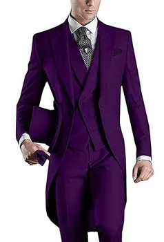 2023 קלאסי זמן טוקסידו חתן רשמית עיצוב מותאם אישית מעייל פראק גברים חליפות חתונה מסיבה טוקסידו ג ' קט+מכנסיים+אפוד