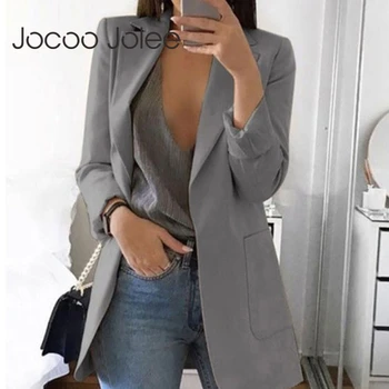 Jocoo Jolee 2023 נשים אופנה אלגנטית מעילי האירופי העבודה OL בלייזר מזדמן סלים חליפת טוויד BlazerOversized הגברת להאריך ימים יותר