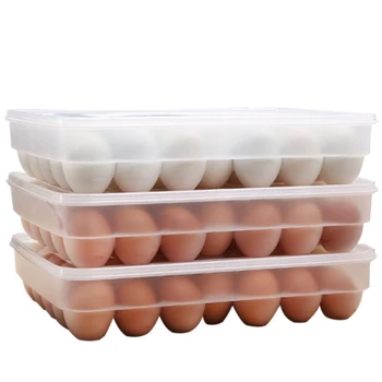 חדשות 34 רשת ביצה תיבת אחסון מזון המכיל מקרר תיבת אחסון משק הבית מטבח שקוף תיבת ביצה קופסת המתלה.