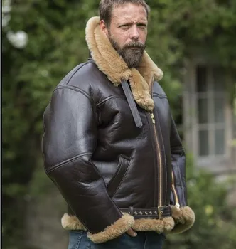 גודל אירופאי אדם Faux פרווה, מעילי עור 2023 סתיו החורף חדש לגברים מעובה צמר עור PU שרוול ארוך ז ' קטים
