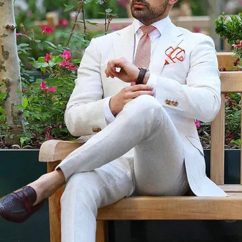 הלבן האחרון עיצוב מותאם אישית לחתן חליפות 1 כפתור דש השושבינים הנשף הכי טוב גבר החליפה גברים חליפות חתונה רשמית ז ' קט+מכנסיים