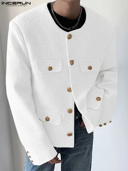 אופנה סגנון מקרית מקסימום INCERUN חדש לגברים קצר מתאים מוצק צבע מעילים INCERUN מסוגנן גם התאמה זכר חם מכירת מעילי S-5XL