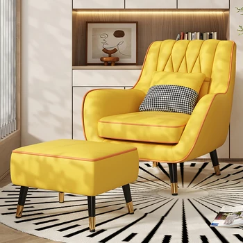 רך זרוע כסאות אוכל במבטא נורדי כס טרקלין צהוב בסלון ספות אמצע המאה מודרני Muebles Para El Hogar רהיטים