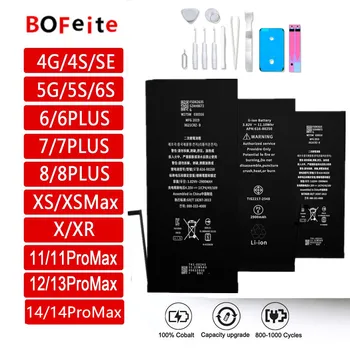 BoFeite 100% סוללה מקורית לאייפון 5S 5 6 6 7 8 פלוס X SE SE2 XR XS 11 12 13 14 מיני פרו מקס החלפת Bateria