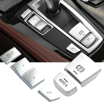 5pcs מכונית הכסף בלם ציוד Shift פנל צד מתג עמ ' כפתור מכסה עבור BMW 5 סדרה 6 X3 הפנים אביזרים כפתור מכסה