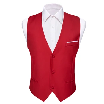 אדום Slim Fit החליפה האפוד לגברים חדש V-צוואר הז ' קט עניבה סטים מזדמן החתן מסיבת החתונה עסקים המעצב בארי.וואנג DM-2428