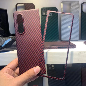 אמיתי חדש Aramid Fiber אדום סיבי פחמן עבור Samung Galaxy Z קיפול 3 דק סיבי פחמן עבור Z Fold3 מקרה כיסוי