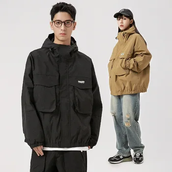 סגנון אמריקאי חיצוני הרים מעיל ז ' קט של גברים חדשים סתיו רחוב אופנה חופשי מזדמנים עם ברדס המעיל העליון