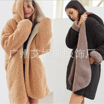 נשים המעיל החם 2023 אופנה סתיו-חורף החדשה קטיפה דו צדדי עצלן מעיל עבה צמר מעיל נשים