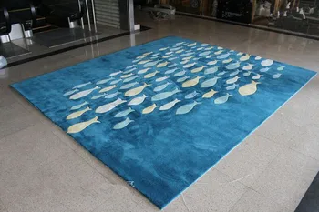 צמר שטיחים לוויתן ילדים שטיחים בעבודת יד מותאמת אישית דגים סריג tapis סלון