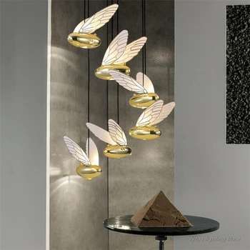 נורדי יוקרה יצירתי דבורה עיצוב תליון אור בסלון מנורות הלילה מדרגות בר קפה, עיצוב הבית באווירה תלוי אור.