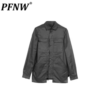 PFNW Darkwear מצופה Workwear חולצות ג ' קטים לגברים עם חופשי כיסי רוכסן וכפתורים סתיו, גאות נישה מקסימום 12A4494