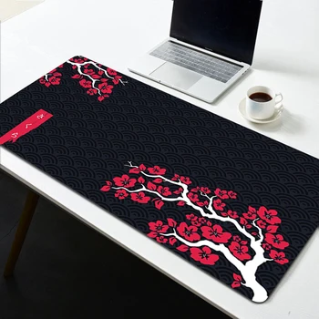 פרח כרית שחורה גדולה המשחקים משטח עכבר פרחוני Mousepad גיימר 900x400 גומי מקלדת מחצלות שולחן כרית מחצלת שולחן Mausepad השטיח