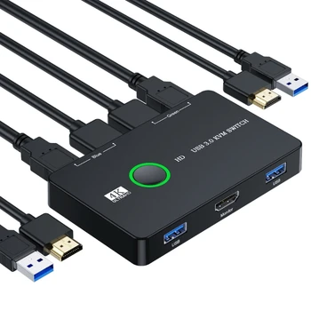 USB HDMI2.0-תואם KVM HD4K60Hz החלפת תיבת Controls2 מחשבים או מחשב נייד מנטר את שני קלט להציג Dropship