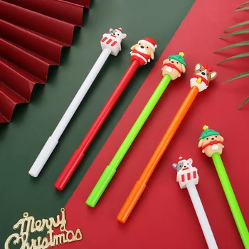 24 יח 'חג מולד קריקטורה תלת-מימדי ג' ל עטים סט מלא מחט צינור חלקה מים נייטרלי עט שחור מילוי חיה