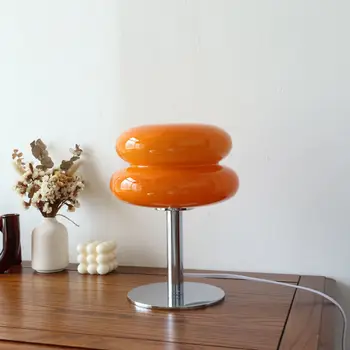 עיצוב הבית באווירה צבעונית מנורת שולחן מעצב איטלקי זכוכית ביצה טארט מנורת שולחן לחדר השינה ליד המיטה לימוד קריאה Led לילה אור