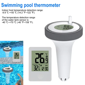 בריכת שחייה אלחוטי דיגיטלי מקורה חיצונית צף בבריכה מד חום המים באמבט ספא אקווריומים מרחוק שעון זמן