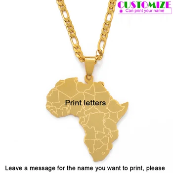 Anniyo אפריקה המפה שרשרות תליון נשים,גברים, מותאם אישית שם מכתב התאמה אישית של תכשיטים אפריקאים מפות גאנה #077621