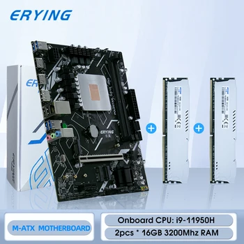 ERYING משחקי מחשב לוח האם המשולב עם מעבד ערכת i9 11950H i9-11950H SRKT6(אין סיכום באנגלית) 2.6 GHz + 2pcs RAM 16GB 3200Mhz להגדיר