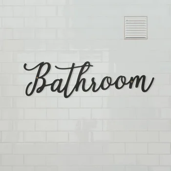 קיר אמבטיה עיצוב בסגנון בית חווה אותיות מתכת השירותים סימן משק הבית דלת ברזל בשירותים סימנים