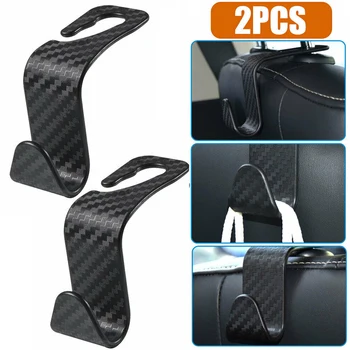 2Pcs אוטומטי הרכב מושב אחורי משענת ראש ווים אחסון הוק סיבי פחמן סגנון ABS מעשי עמיד ווים הפנים המכונית אביזרים