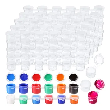 100 רצועות 600 סירים ריקים צבע רצועות צבע כוס פלסטיק שקופה מיכלי אחסון ציור חומרי מלאכה(3 Ml/ 0.1 )