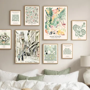 ירוק מאטיס ויליאם מוריס ואן גוך אמנות קיר נורדי PostersCanvas ציור, הדפסת תמונות קיר הסלון עיצוב