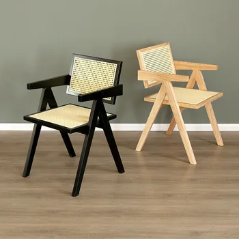 נורדי קש ספה כסא מרפסת לאונג ' מודרני מינימליסטי משענת כורסת עץ פנאי הסלון. הכיסא עם משענות
